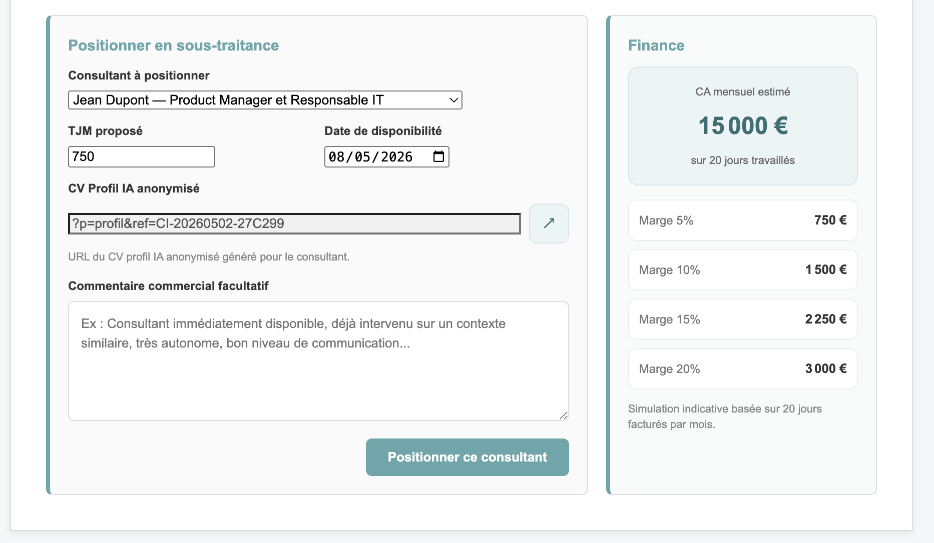 Aperçu option